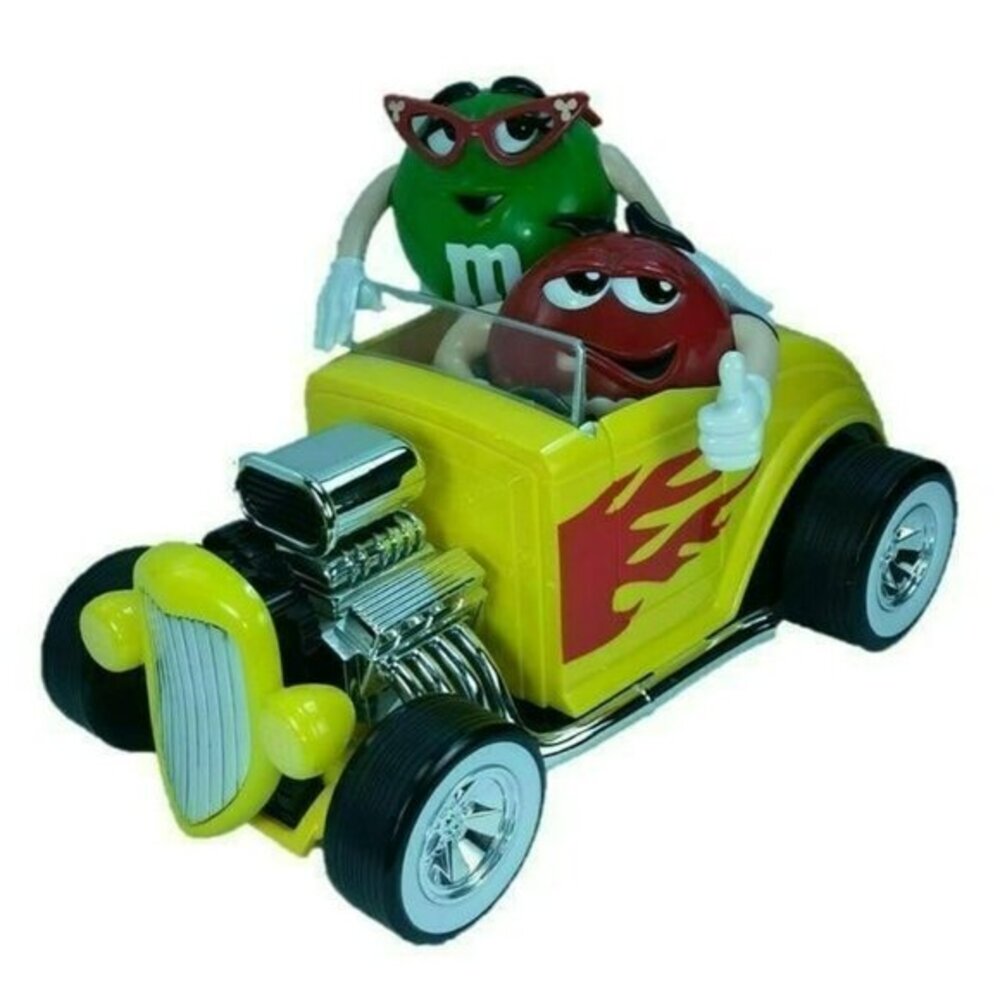 M & M Candy Dispenser Hot Rod Yellow‎ Roadster Rebel Without a Clue Jalopy Car